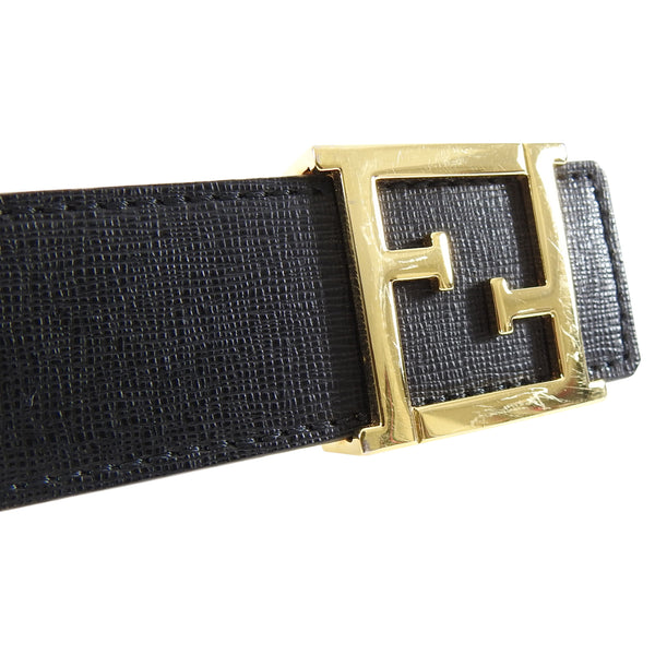 Fendi Black Leather Belt with Gold FF Logo Buckle – I MISS