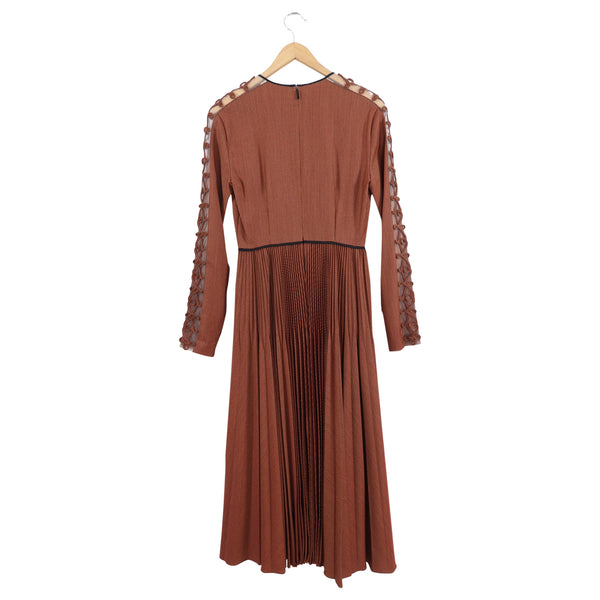 Fendi Rust Pleated Dress with Embellished Sleeves - XS / 2 – I MISS YOU  VINTAGE