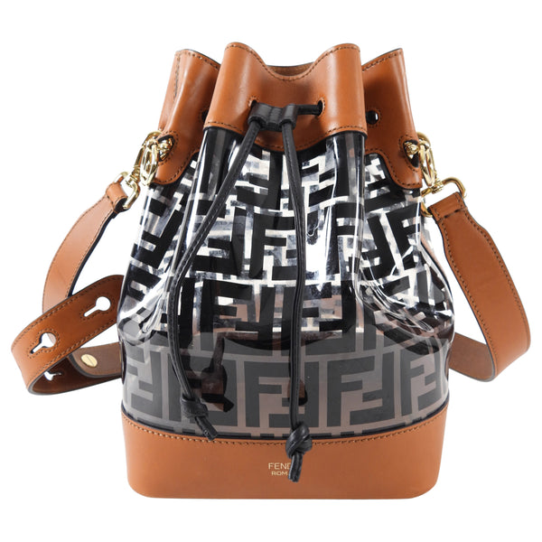 Fendi Black Zucca Pvc and Leather Mini Mon Tresor Drawstring Bucket Bag  Fendi