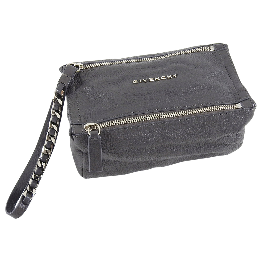 Givenchy Grey Mini Pandora Wristlet With Chain Strap