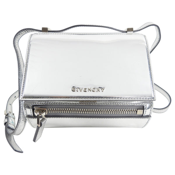Givenchy Silver Metallic Leather Mini Pandora Box Bag – I MISS YOU