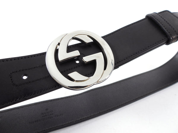 Gucci Interlocking G Black Leather Belt - 95 / 38 – I MISS YOU