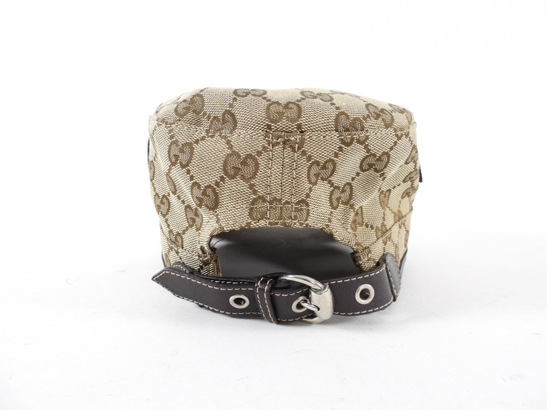 Gucci Brown Monogram Canvas Newsboy Hat with Grommets