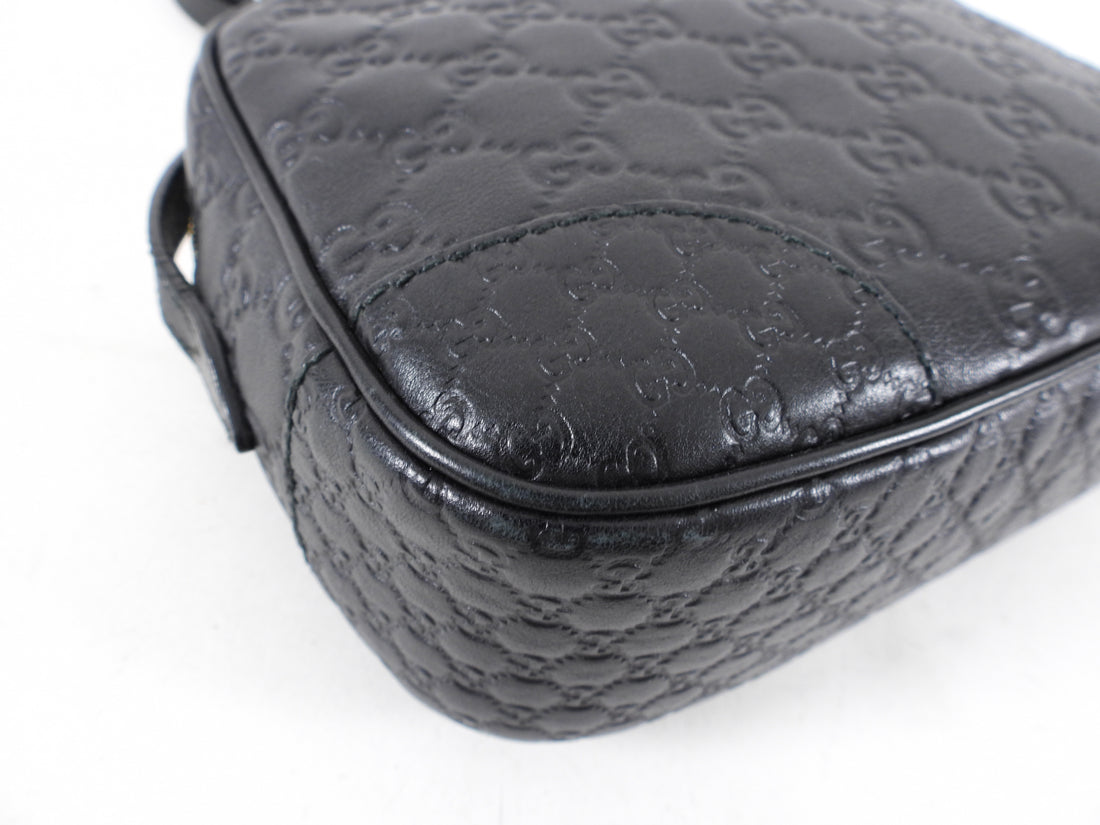 Gucci Black Guccissima Bree Camera Crossbody Bag