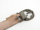 Gucci GG Logo Buckle Pewter Leather Belt - 40 / L