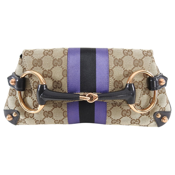 GUCCI Tom Ford Monogram Horsebit Web Clutch Purple 289238