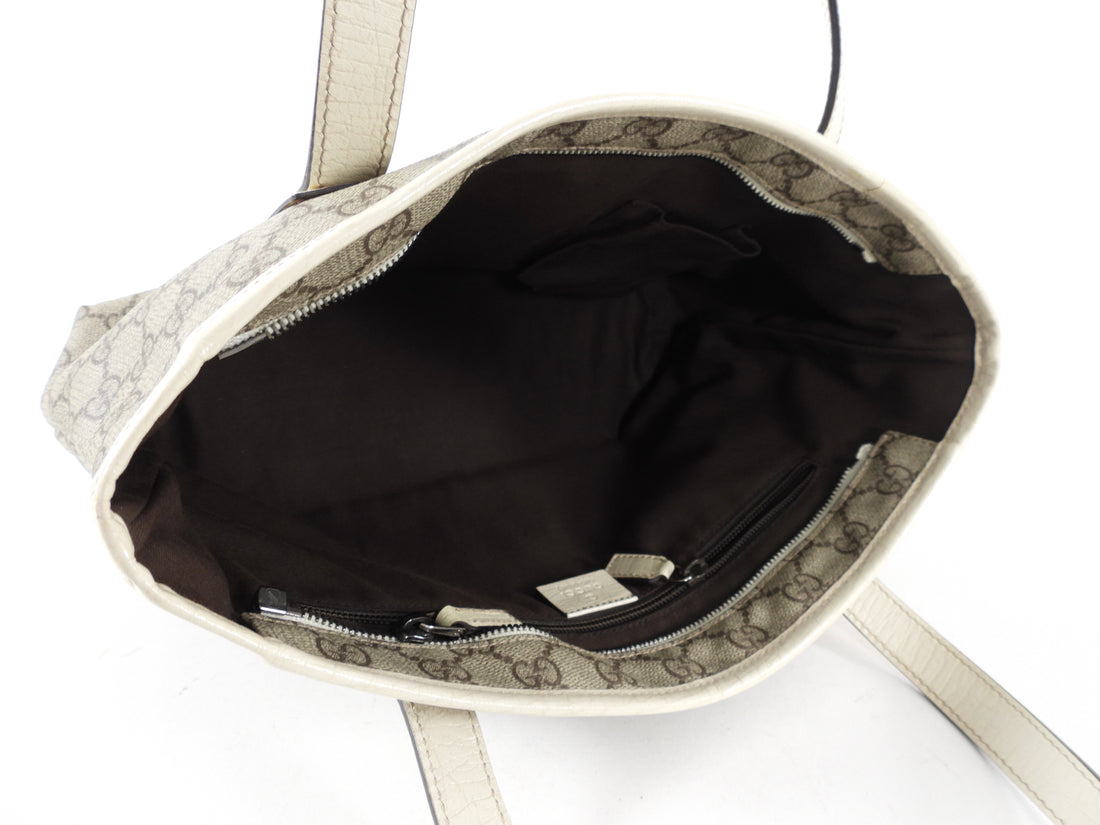 Gucci Monogram Supreme Small Ivory Tote Bag