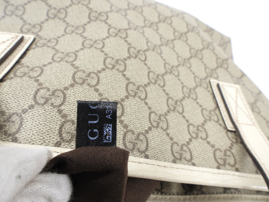 Gucci Monogram Supreme Small Ivory Tote Bag