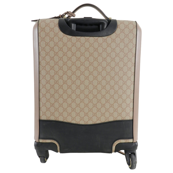 GUCCI GG Supreme Monogram Four Wheel Carry On Suitcase Winter Rose 433559