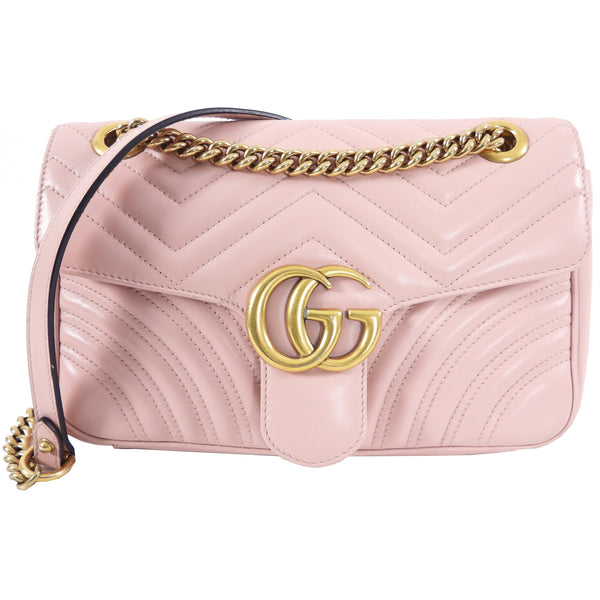 Gucci GG Marmont Flap Bag Matelasse Leather Small Pink 2386721