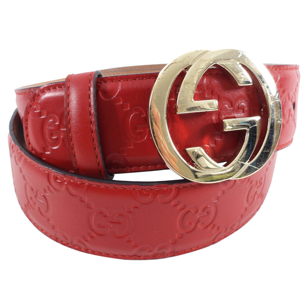 Gucci Camelia Smooth Leather Interlocking G Belt Size 80/32