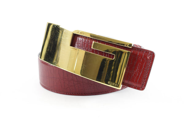 Gucci Tom Ford Red Gold G Buckle Leather Belt   ” – I MISS