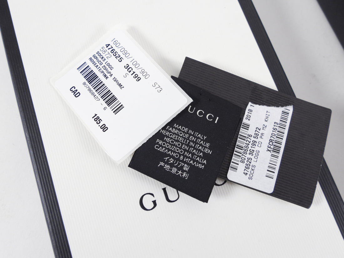 Gucci Pink and Red Long GG Logo Sparkle Socks