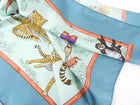 Hermes Tendresse Feline Blue Jungle Cat Silk Scarf 90cm