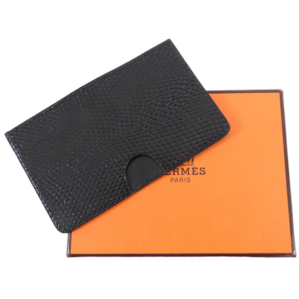 Hermes Vintage 1996 Black Lizard Exotic Single Card Holder – I