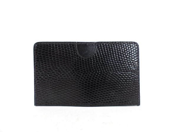 Hermes Vintage 1996 Black Lizard Exotic Single Card Holder – I