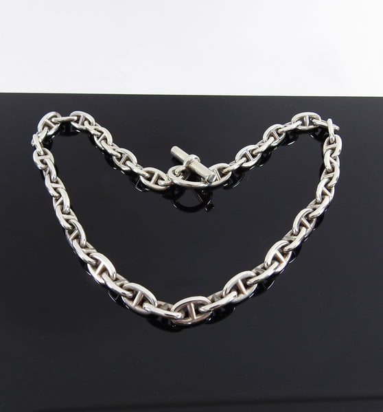 Autre Marque Hermes Ever long chain Anchor chain Silvery Silver