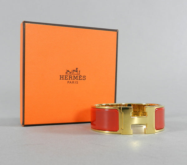 Hermès Red X Gold Vermillion Clic Clac 226575 Bracelet