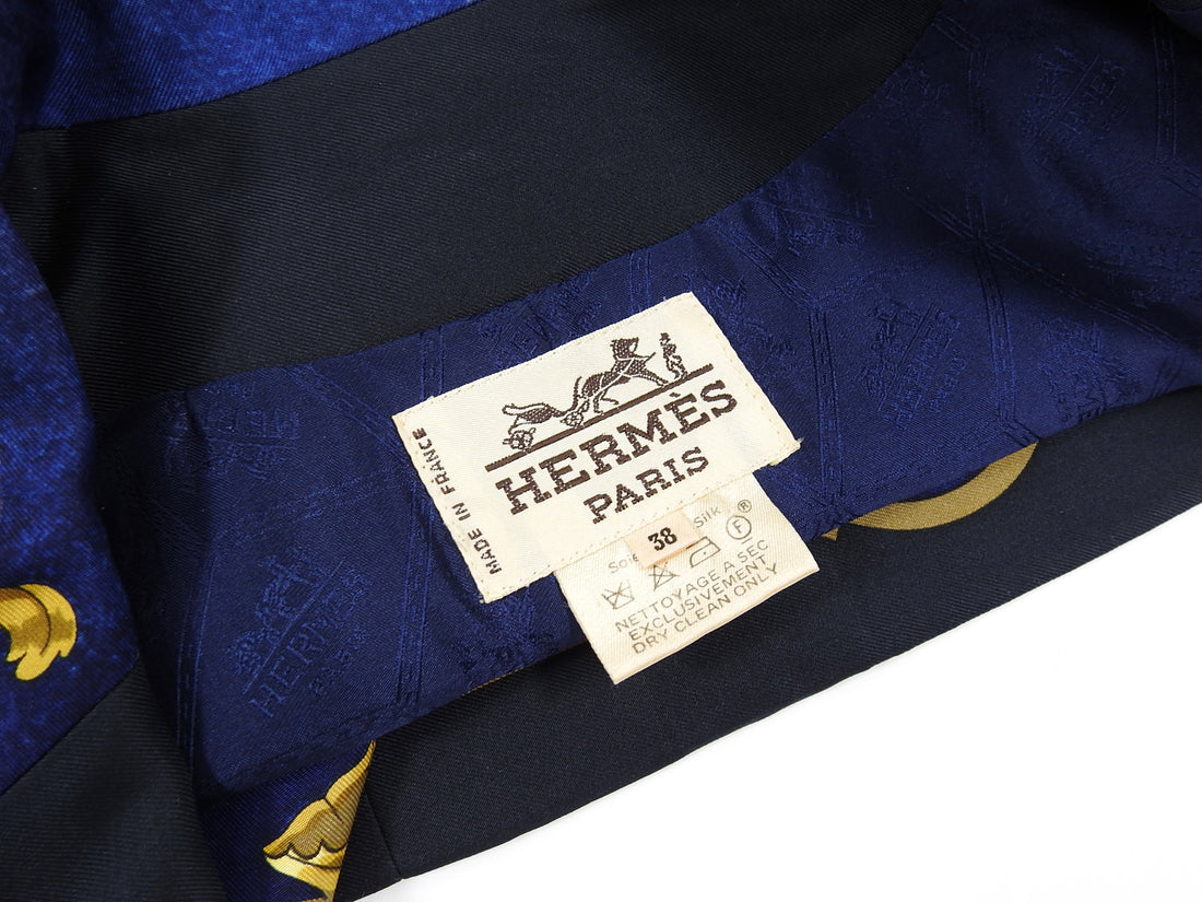 Hermes Vintage 1980's Cosmos Silk Print Blazer Jacket - 38 / 6