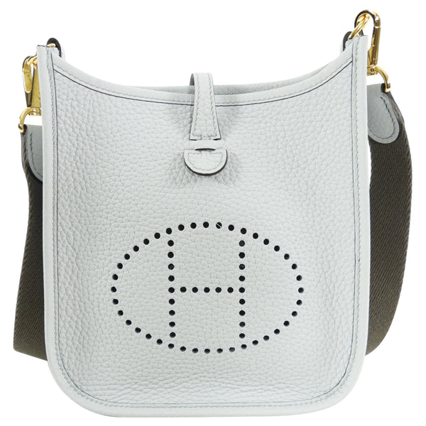 Women :: Bags :: Hermès Mini Evelyne Blue Pale/Gris Etain - The Real Luxury