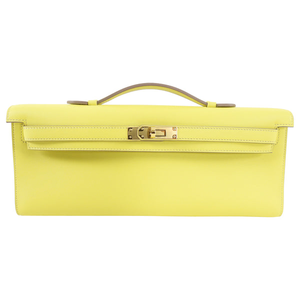 A LIME SWIFT LEATHER KELLY POCHETTE WITH GOLD HARDWARE, HERMÈS, 2019