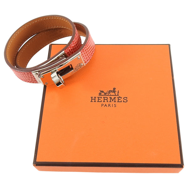 Hermes Kelly Double Tour Bougainvillea Lizard Wrap Bracelet – I
