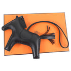 Hermes Rodeo MM Noir Black Leather Bag Charm