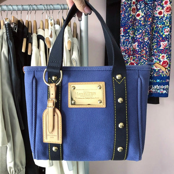 Louis Vuitton Blue Canvas Antigua Cabas PM Bag For Sale at 1stDibs