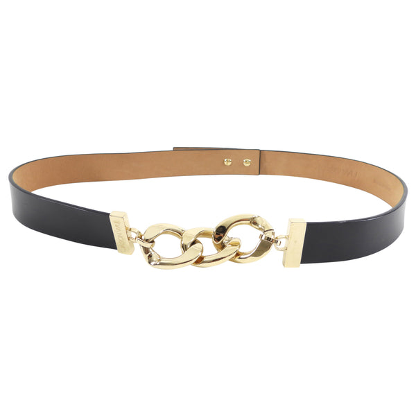Jason Wu Women’s Black  Leather Gold Buckle Belt Large Jason Wu | Accessories | Jason Wu Black Stretch Belt With  main image 2