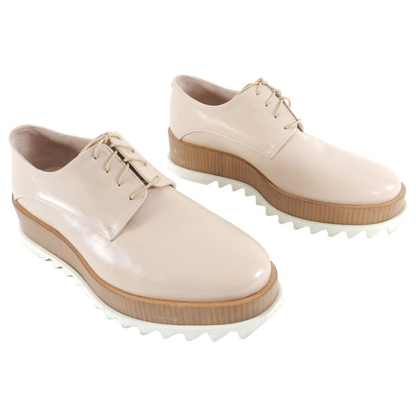 Jil Sander Nude Leather and Wood Platform Oxfords - 37 – I MISS YOU VINTAGE