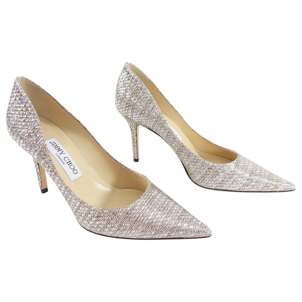 Jimmy Choo Agnes Metallic Lurex Silver Pumps - 36.5