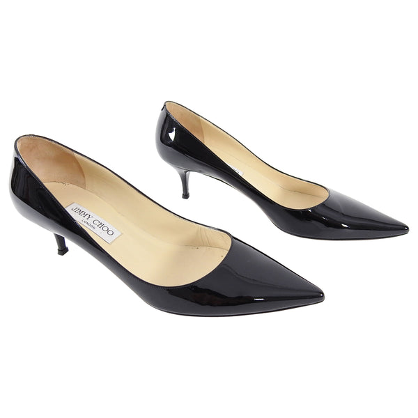 Black patent leather kitten heel clearance pumps