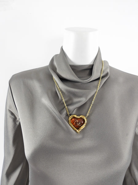 Vintage Christian Lacroix golden outlined large heart pendant top