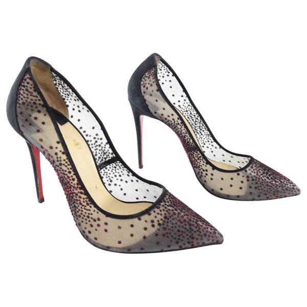 Christian Louboutin Follies Lace 100 Plumeti Chiffon/Suede. 100