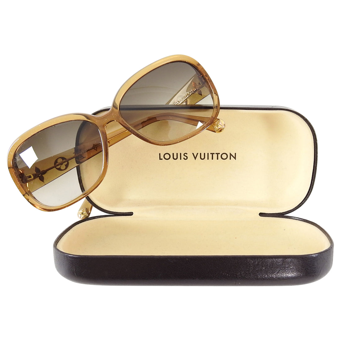 Louis Vuitton Gold Plastic Sunglasses with Logo Detail Z0460W