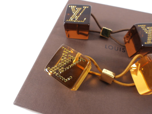 Louis Vuitton Dark Brown Acrylic Cube Logo Hair Elastic Tie