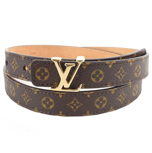 Louis Vuitton Mini Silver LV Initial Gray Textured Leather Belt, Size 80 /  32