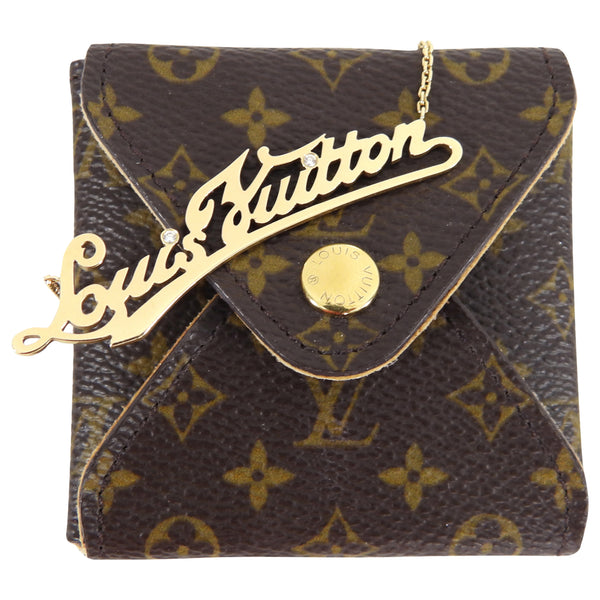 Louis Vuitton Diamond Signature ID Name Plate Necklace 18K Yellow