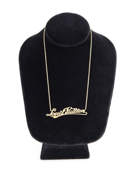 Louis Vuitton Gold And Diamond Nameplate Necklace Available For