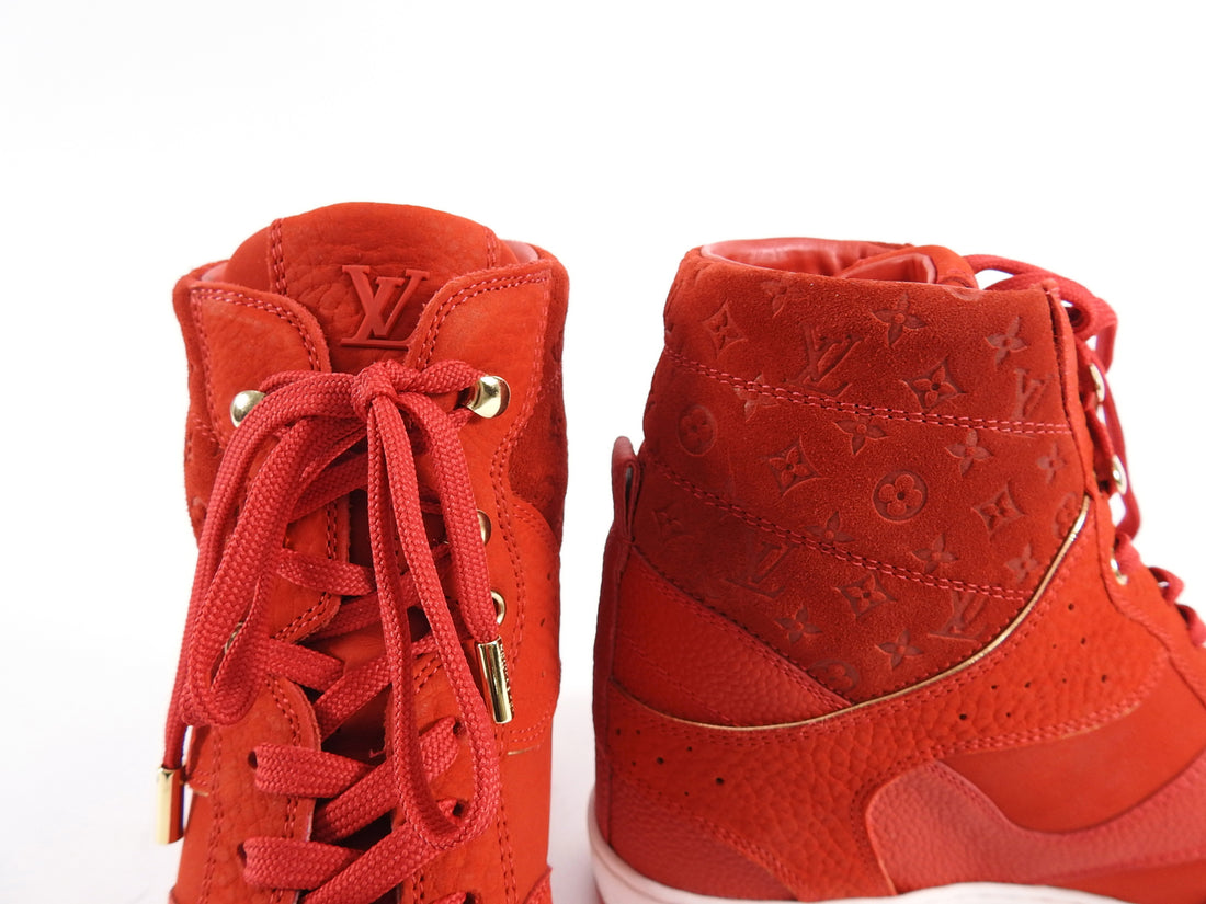 Louis Vuitton Red Monogram Cliff Top High Top Sneaker - 36.5 / 6