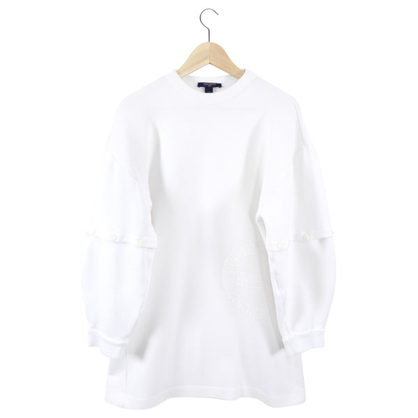 Louis Vuitton White Snap Sleeve Sweatshirt Dress - M – I MISS YOU VINTAGE