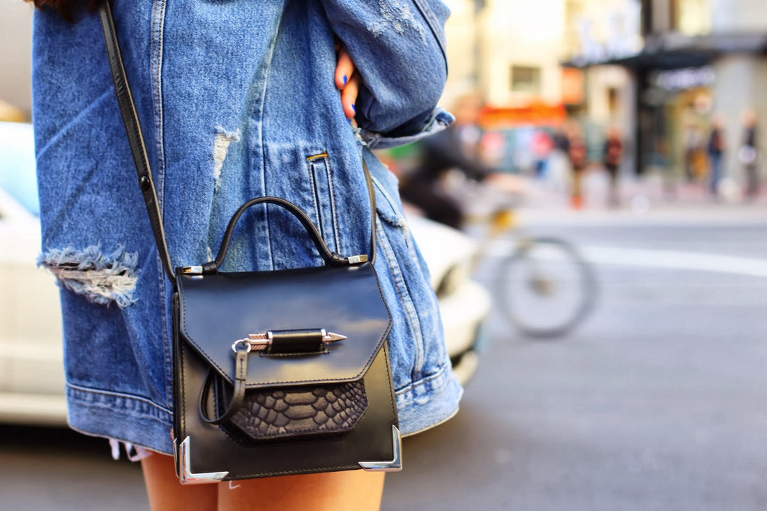 Mackage Mini Rubie Black and Cobalt Blue Crossbody Bag