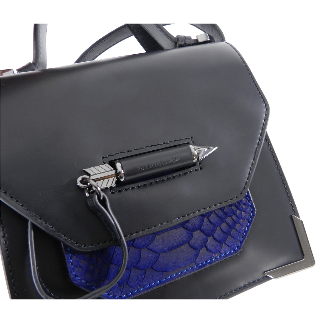 Mackage Mini Rubie Black and Cobalt Blue Crossbody Bag