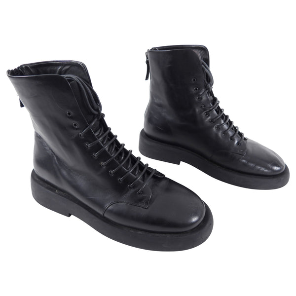 Marsell Black Leather Ankle Lace-Up Boots - 37 / 7 – I MISS YOU 