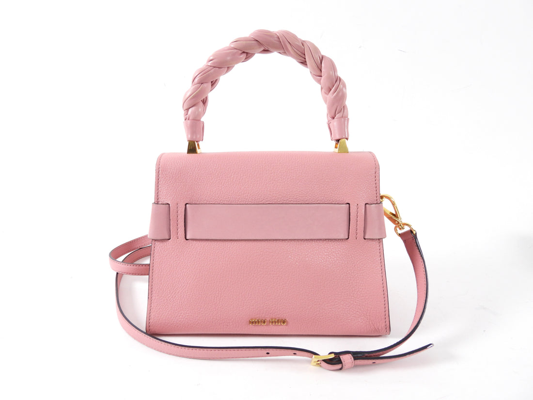 Miu Miu Pink Madras Click Top Handle Satchel Bag