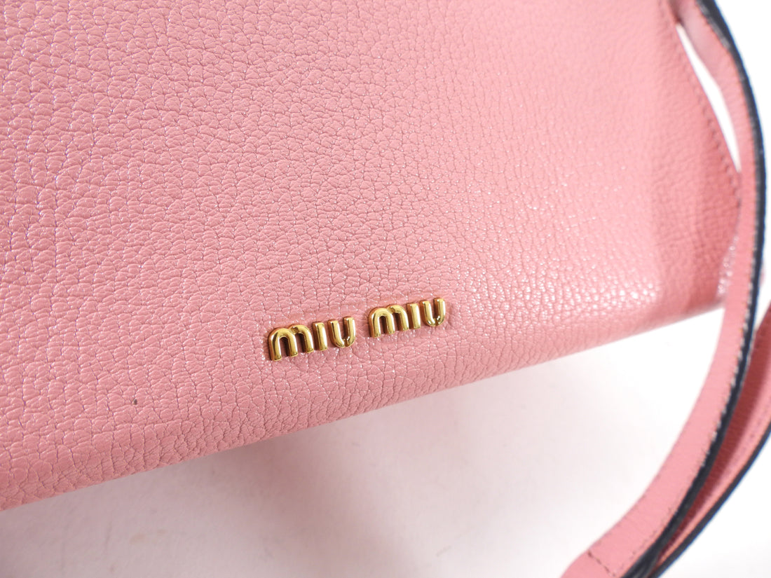 Miu Miu Pink Madras Click Top Handle Satchel Bag