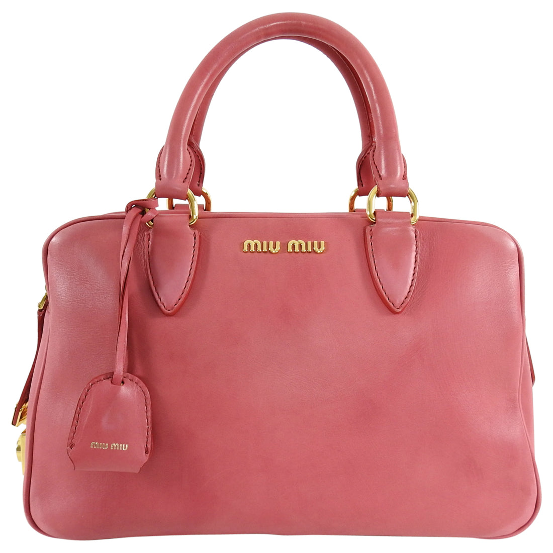 Miu Miu Pink Leather Small Zippered Handbag