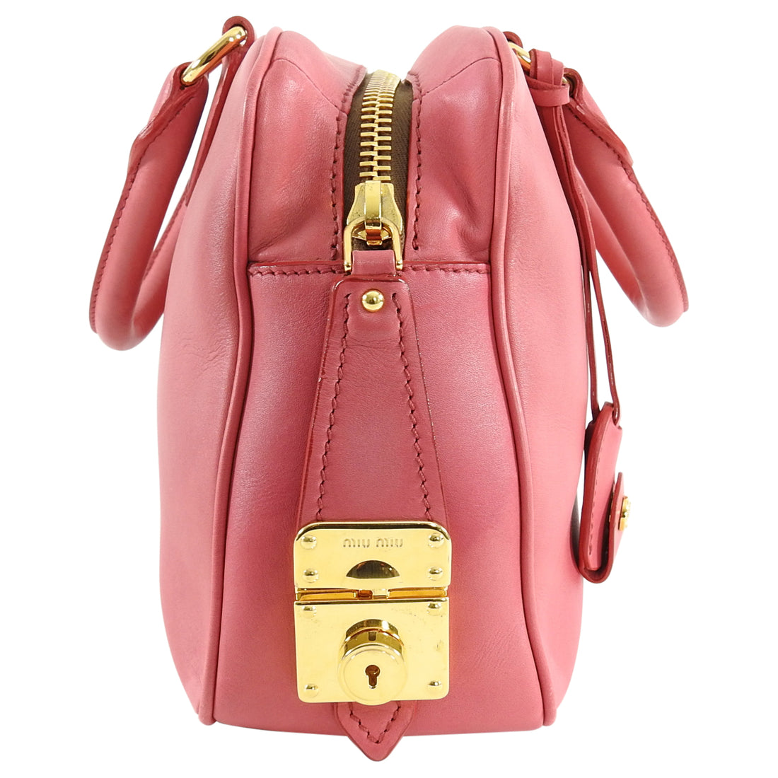 Miu Miu Pink Leather Small Zippered Handbag