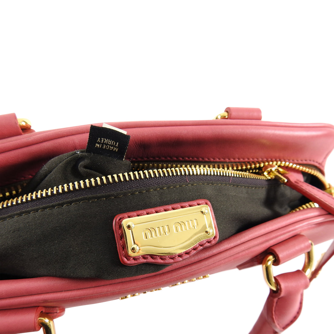 Miu Miu Pink Leather Small Zippered Handbag