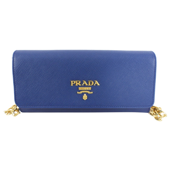 Prada Wallet on Chain Saffiano Leather Blue 508221